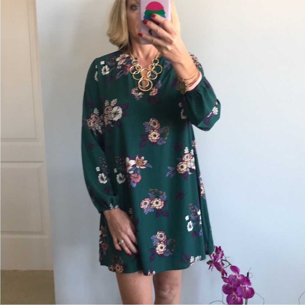 Floral Long Sleeve Tunic Dress - Picture 3 of 6